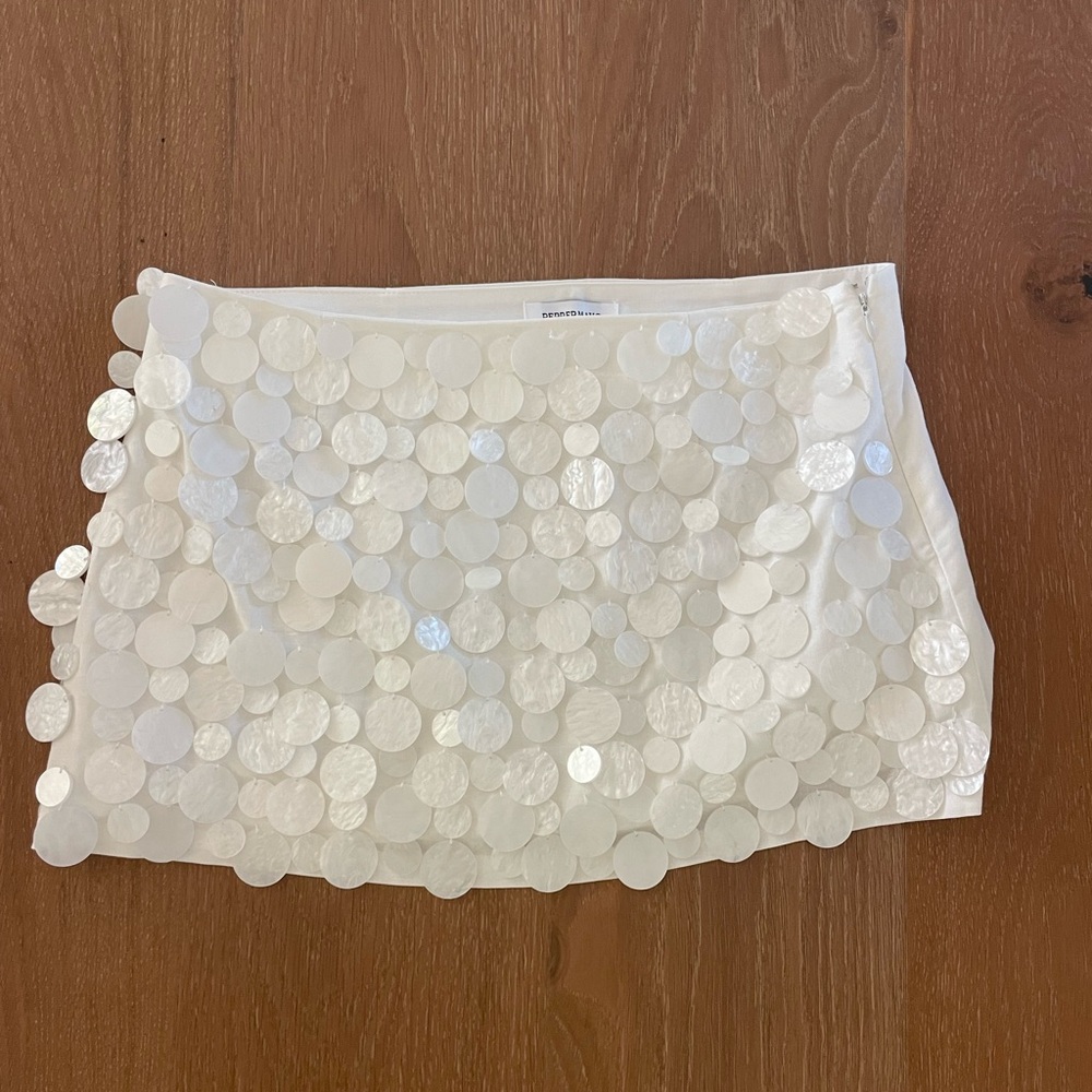 Peppermayo white sequin mini skirt